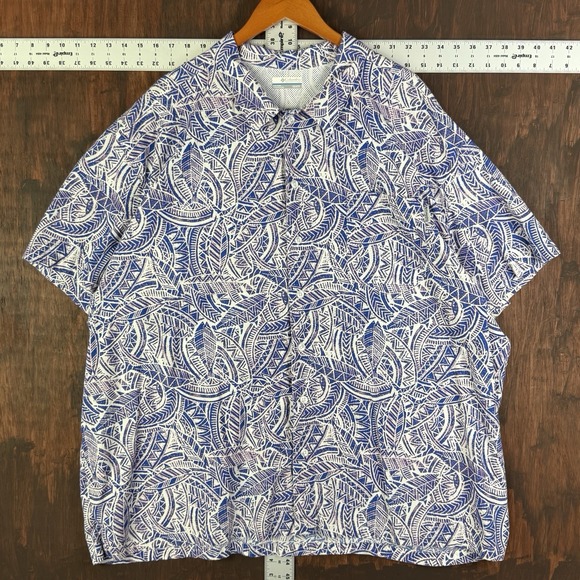 Columbia PFG Shirt White Blue Floral Tuna Short Sleeve Fishing Activewear Men 4X - Picture 1 of 9